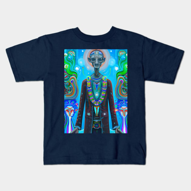 Techno-Shaman (21) - Trippy Psychedelic Art Kids T-Shirt by TheThirdEye